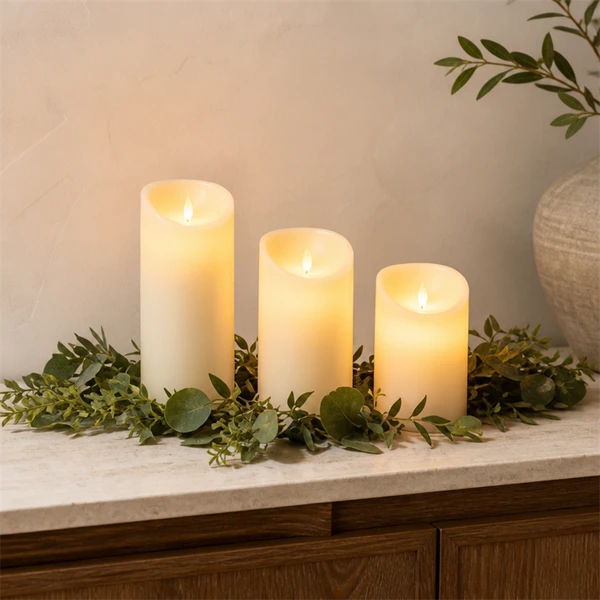 3 Inch LED Pillar Candles Large Diameter Acrylic Plastic Shell