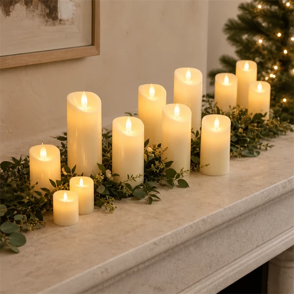 3 Inch LED Pillar Candles Large Diameter Acrylic Plastic Shell