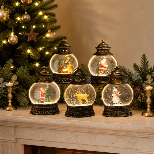 Battery Operated LED Christmas Lights Snow Globe Lantern Warm White