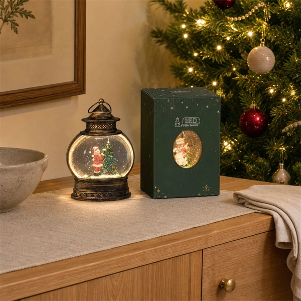 Battery Operated LED Christmas Lights Snow Globe Lantern Warm White