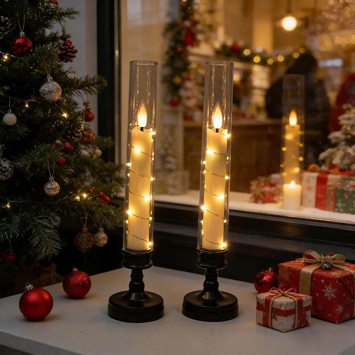 Battery Powered LED Candle with Transparent Tube Design for Wedding Event Home Decoration