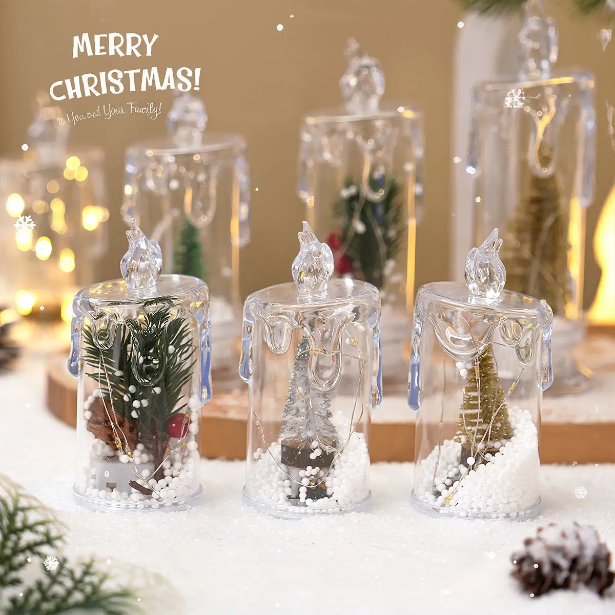 Christmas LED Plastic Candle Light Flameless Battery Powered Decorative Light