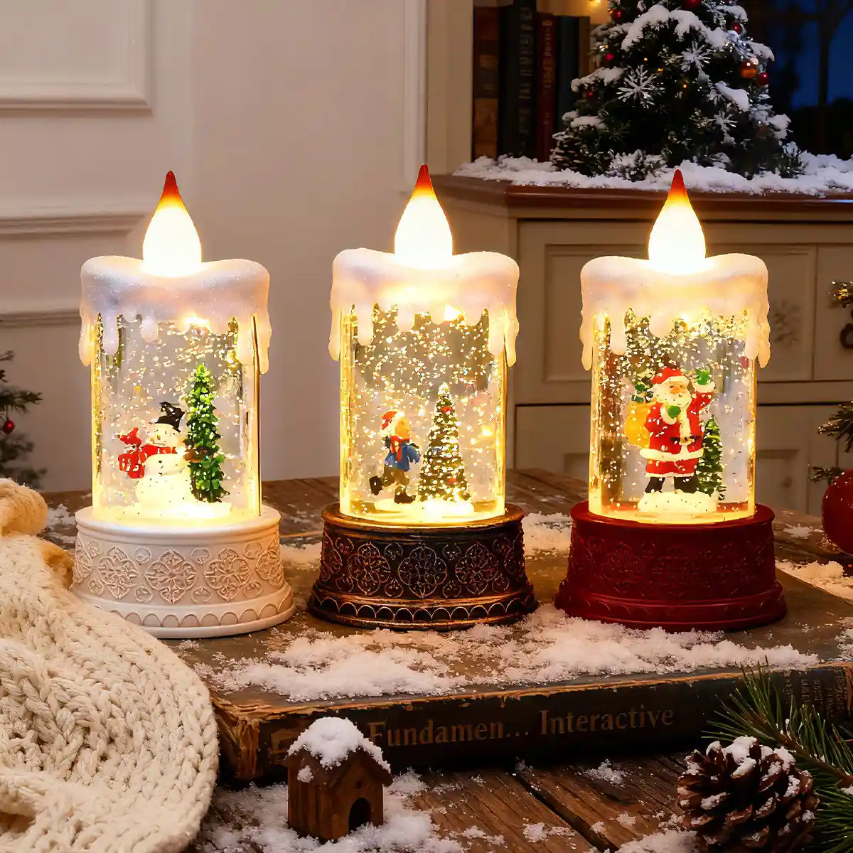 Christmas LED Snow Globe Water Lantern Battery Powered Holiday Decoration Light