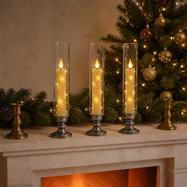 LED White Taper Candles Transparent Tube for Wedding & Home Decorative