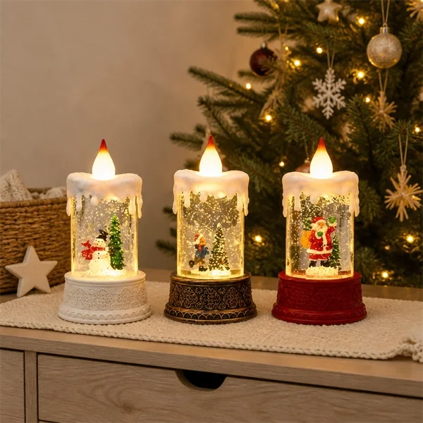 Lighted Water Globe Lantern Christmas LED Snow Globe Battery Powered
