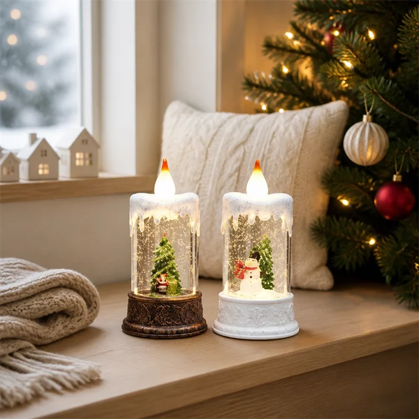 Lighted Water Globe Lantern Christmas LED Snow Globe Battery Powered