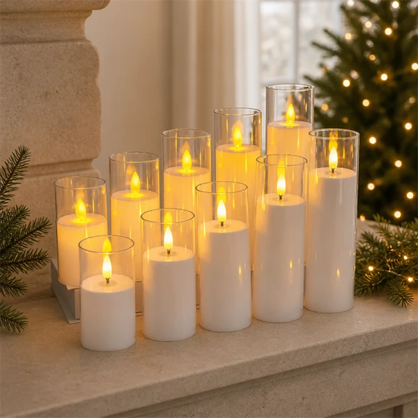 Plastic LED Jar Candles Flameless Battery Powered Table Decoration