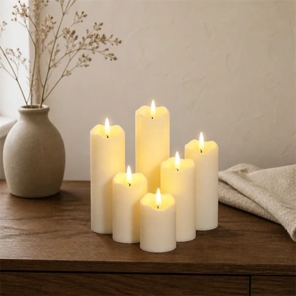 Realistic Flickering LED Pillar Candles for Wedding and Home Decoration