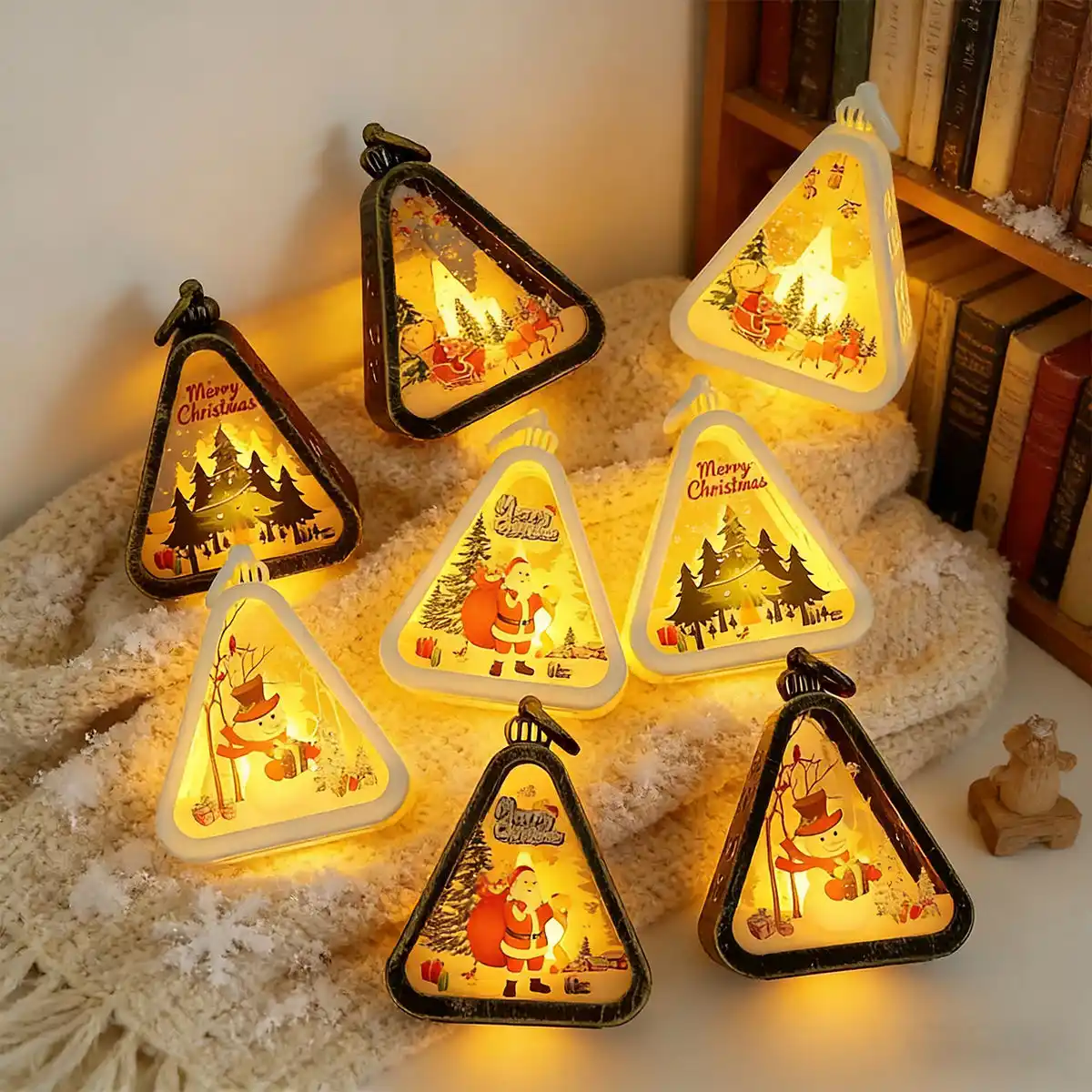 Santa Snowman Christmas Candle Lantern PVC Holiday Decoration Gift Ornament