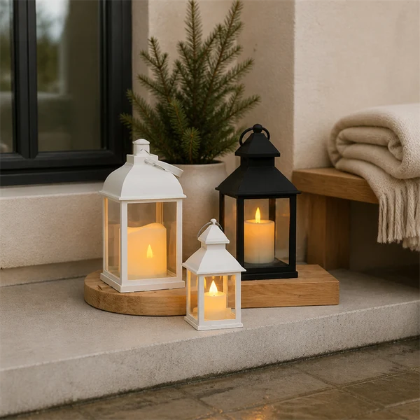 Wedding Outdoor LED Lantern Battery Powered Flameless Warm Yellow Glow