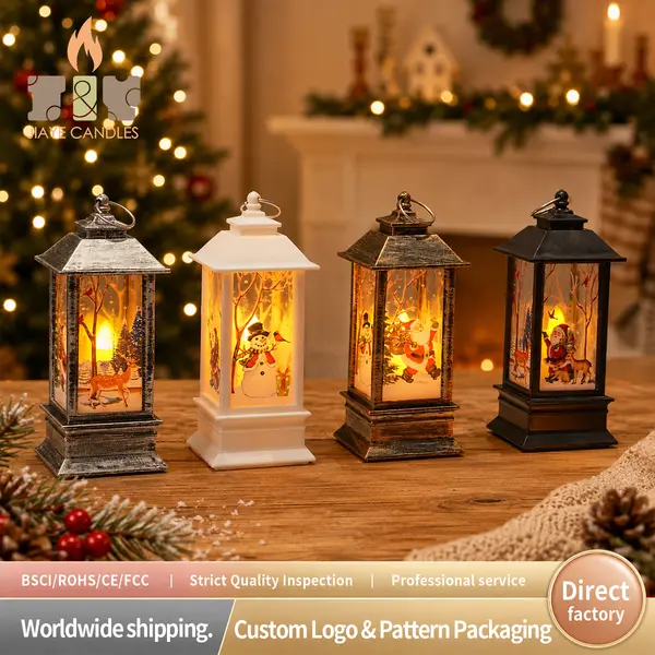 Christmas Mini Lantern LED Night Light Glowing Flame Decorative Ornament