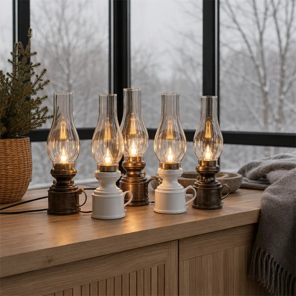 LED Antique Kerosene Lamp Style Plastic Decorative Night Lamp