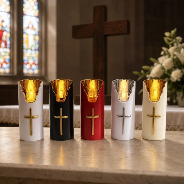 LED Cross Electronic Graveyard Lamp Religious Prayer Decoration