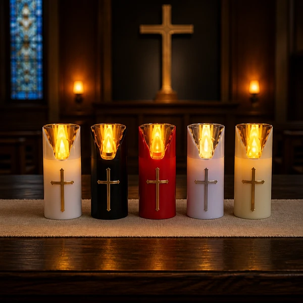 LED Cross Electronic Graveyard Lamp Religious Prayer Decoration