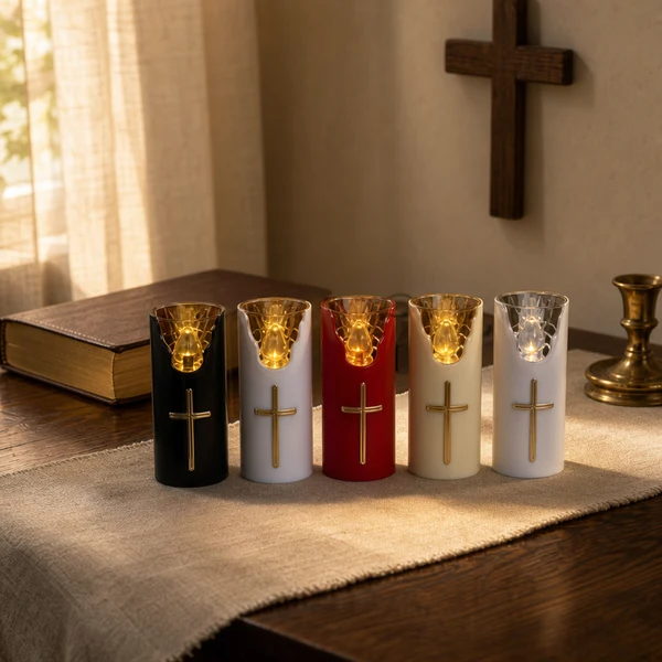 LED Cross Electronic Graveyard Lamp Religious Prayer Decoration