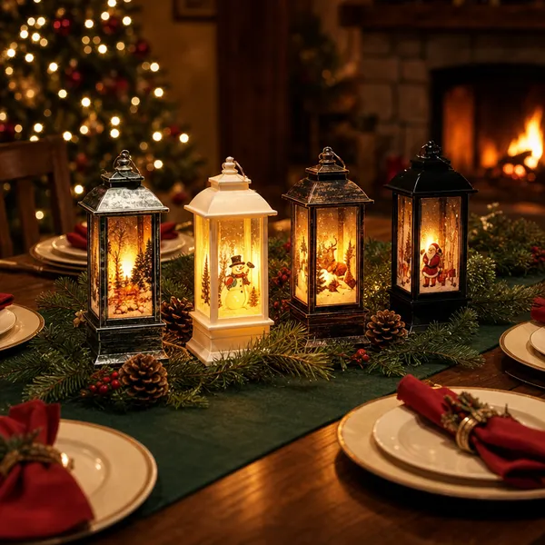 LED Mini Christmas Lights Glowing Flame Decorative Lantern Ornament