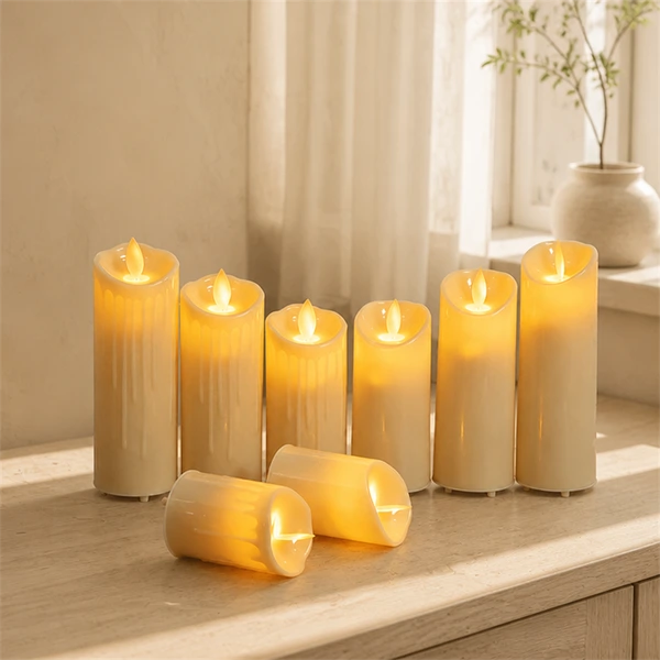 Rechargeable LED Pillar Candles USB Warm White Decorative Light