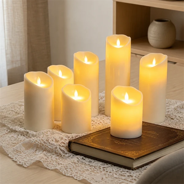 Rechargeable LED Pillar Candles USB Warm White Decorative Light