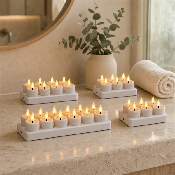 Rechargeable LED Tealight Candles Pillar Remote Control Christmas Decor