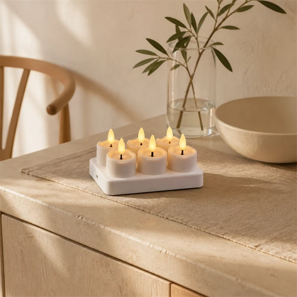 Rechargeable LED Tealight Candles Pillar Remote Control Christmas Decor
