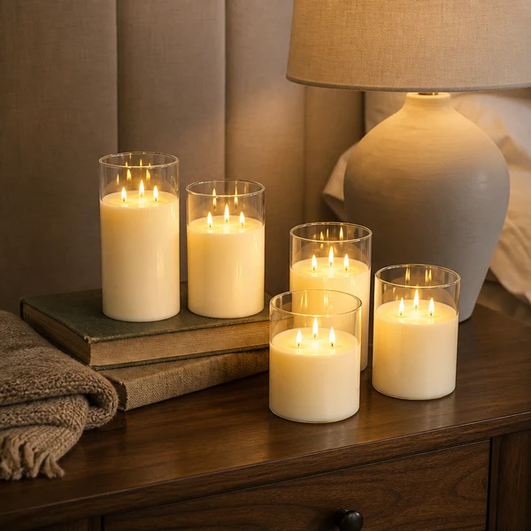 Remote Control LED Jar Candles Large Diameter Electroplated Acrylic Shell