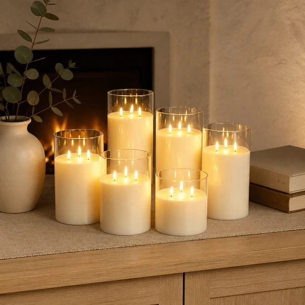 Remote Control LED Jar Candles Large Diameter Electroplated Acrylic Shell