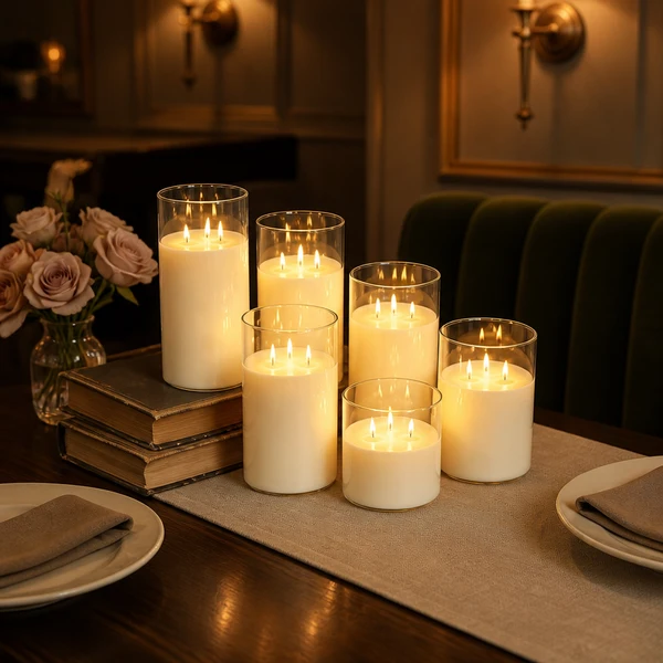 Remote Control LED Jar Candles Large Diameter Electroplated Acrylic Shell