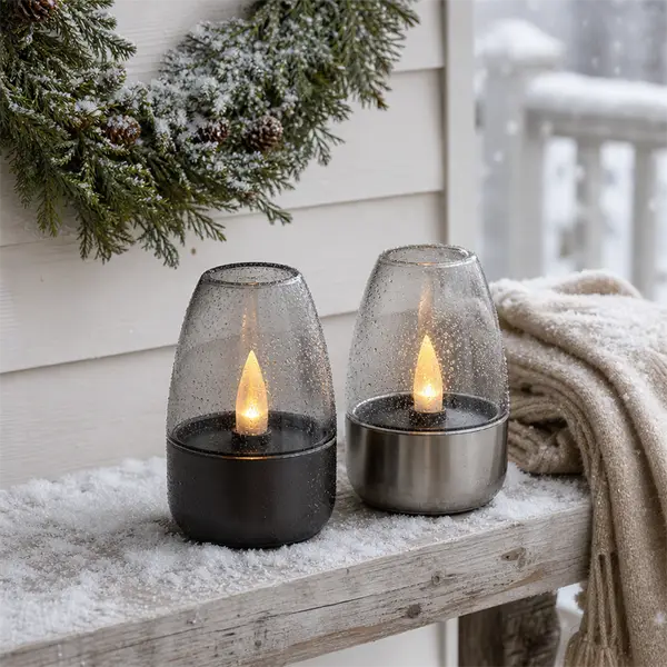 Solar Powered LED Lantern Waterproof Candle Garden Light Outdoor Decorative