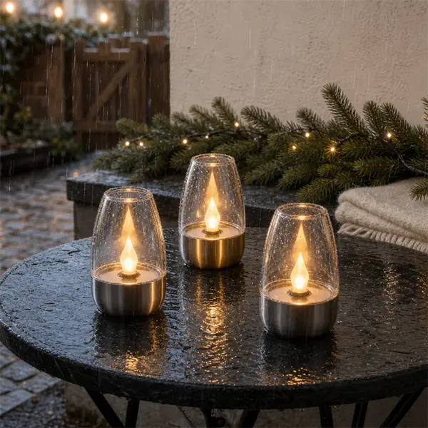 Solar Powered LED Lantern Waterproof Candle Garden Light Outdoor Decorative