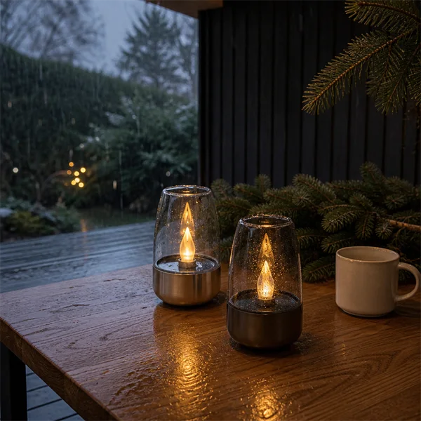 Solar Powered LED Lantern Waterproof Candle Garden Light Outdoor Decorative