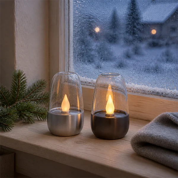 Solar Powered LED Lantern Waterproof Candle Garden Light Outdoor Decorative