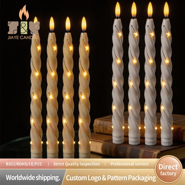 Spiral Wrapped Long Stem LED Candle Light European Style Wedding Decoration