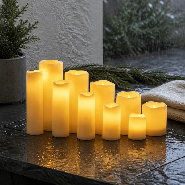 Waterproof Realistic LED Pillar Candles for Christmas & Holidays